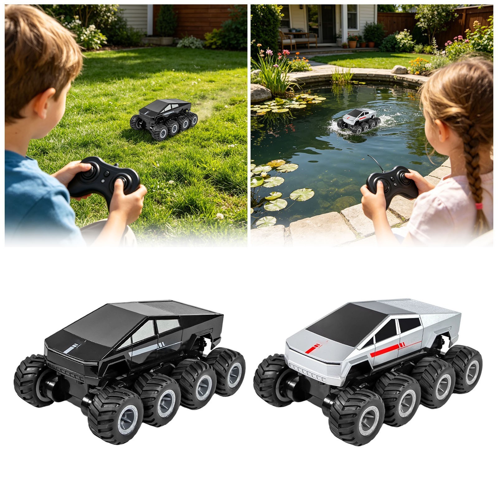 Amphibious 8-Wheel RC Car All-Terrain Remote Control Off-Road Truck Kids Toy