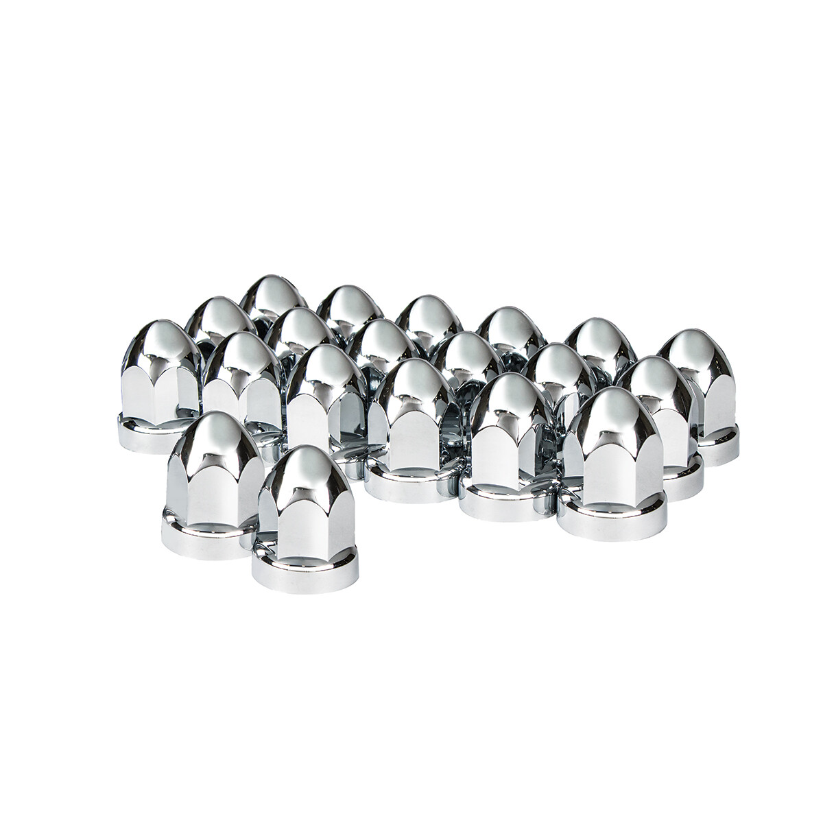 33 mm x 2 3/4" H Chrome Plastic Bullet Nut Cover w/ Flange - Push-On - 20 Pack
