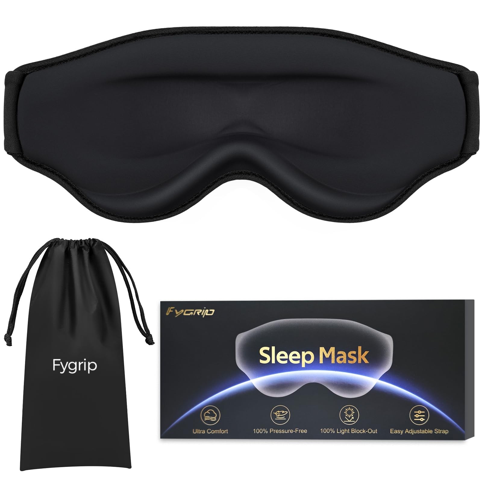 Fygrip 3DCooling Eye Mask Sleep Mask for Men & Women, 100% Pressure-Free & Light