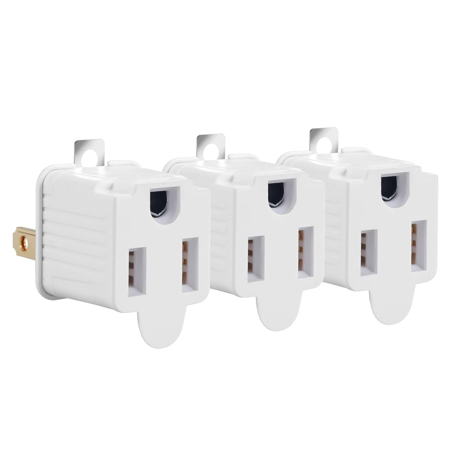 Compact 3-Piece Grounding Adapters - Safe & Easy Electrical Conversion, White