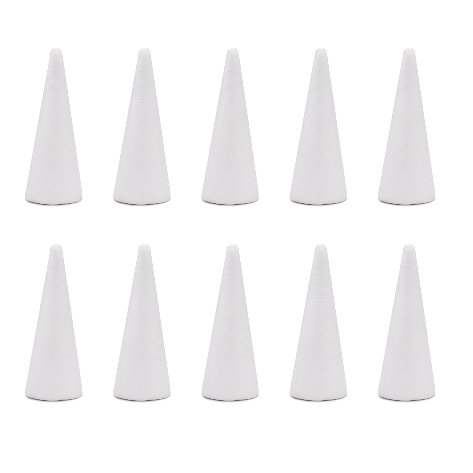 10 Pack Foam Cones For Crafts Polystyrene 2.48x5.6 Inch Christmas Tree DIY