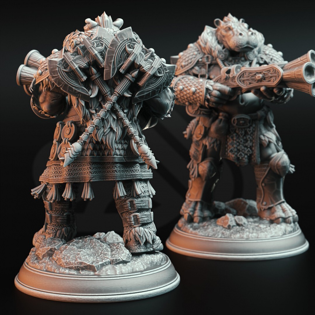Olamize Giff Dragon Hunter Ranger Miniature | D&D DnD |
