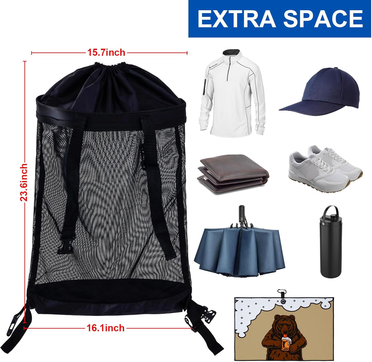 Golf Push Cart Storage Bag,Golf Cart Organizer, Push-Pull Golf Carts Backside