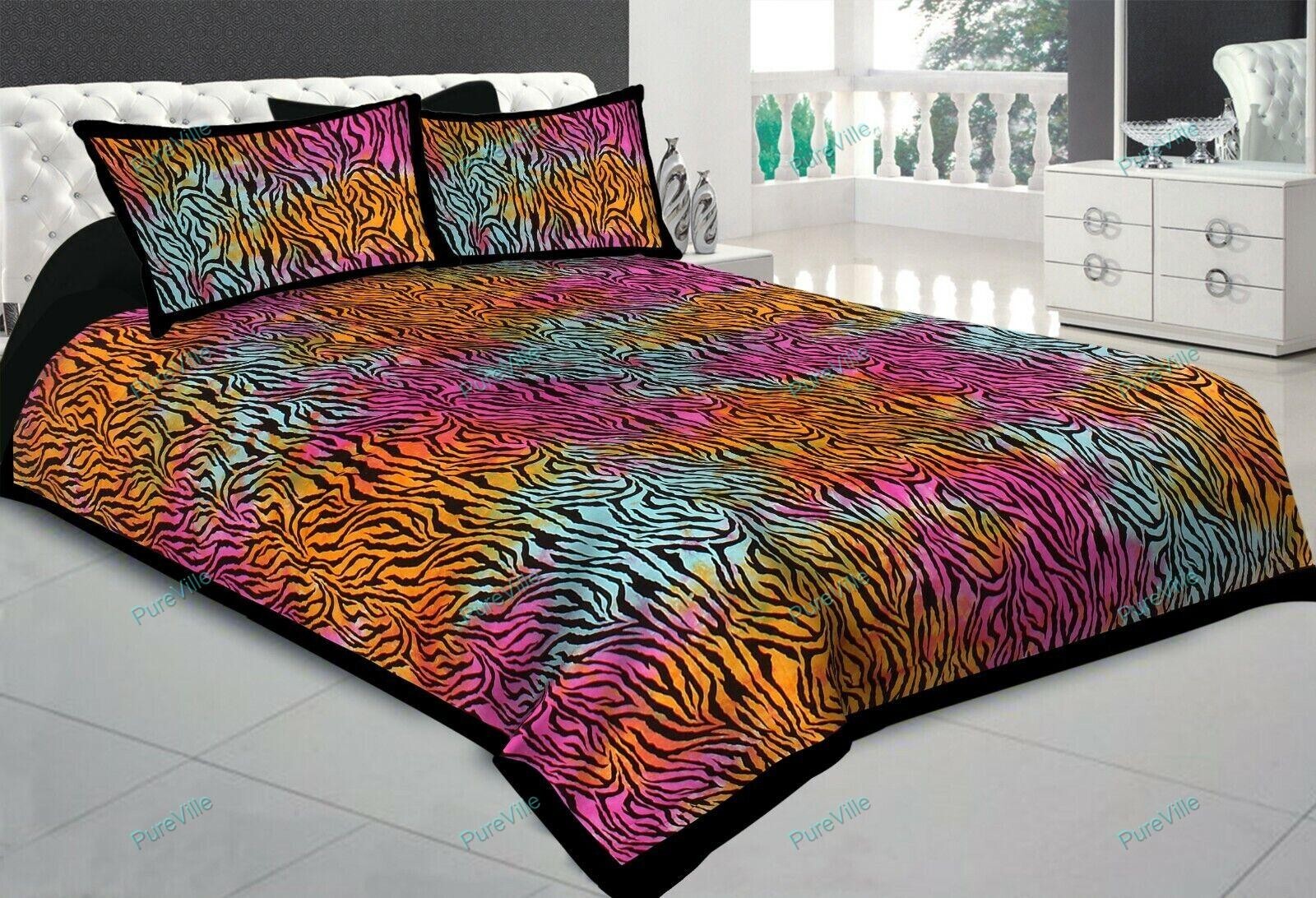 Stripes Traditional Cotton Bedding Sheet With Pillow Cover Multi Printed 90x108