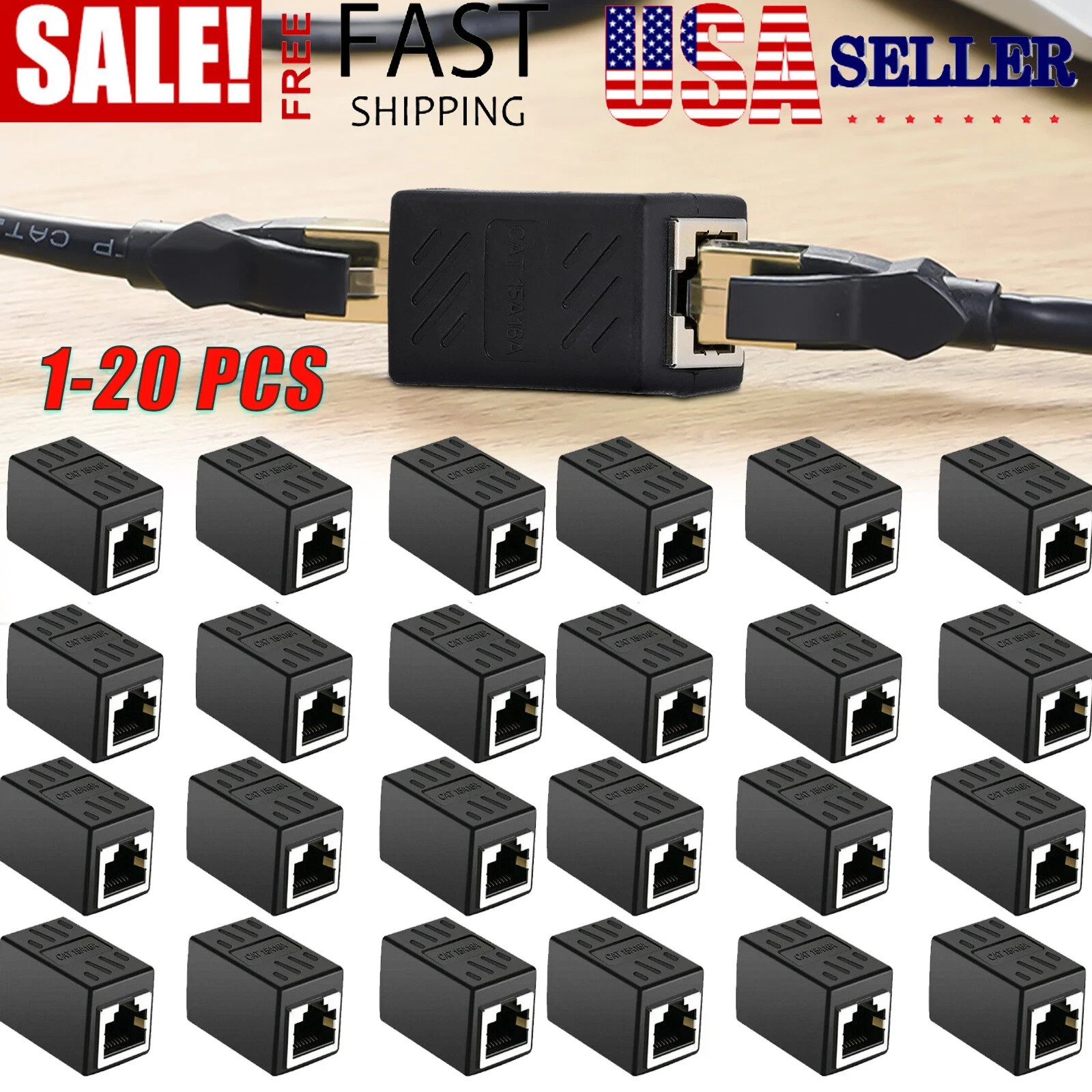 LOT OF RJ45  Coupler Cat7 Cat6 Cat5e Ethernet LAN Network Cable Extender Adapter