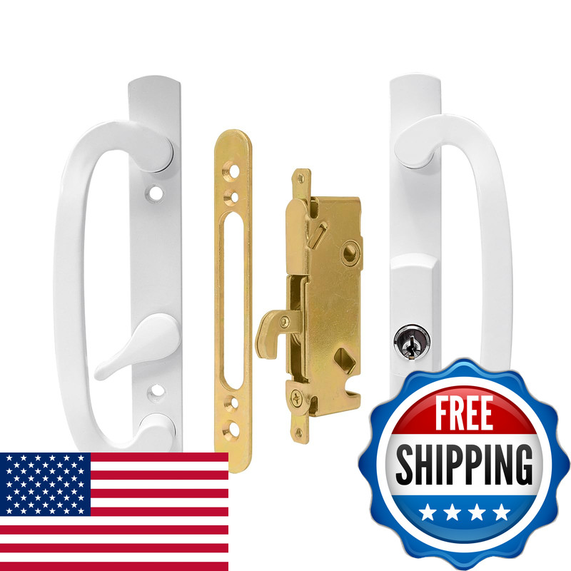 Lwzh White Patio Sliding Glass Door Handle Set Lock Keys - Replacement Handle