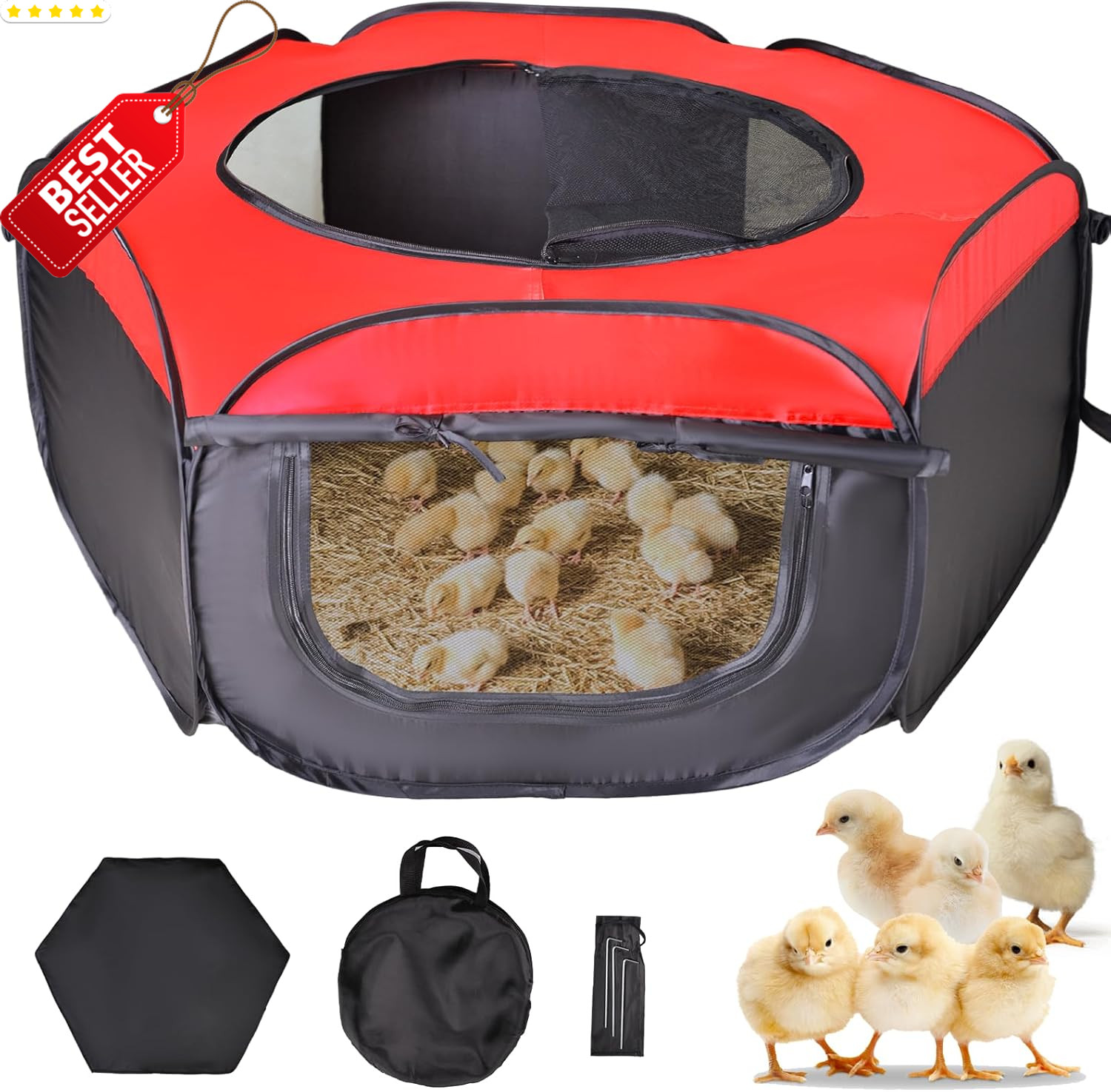 Chick Brooder Box Kit Up to 15 Chick Duck Quail Red Brooding Pen - US