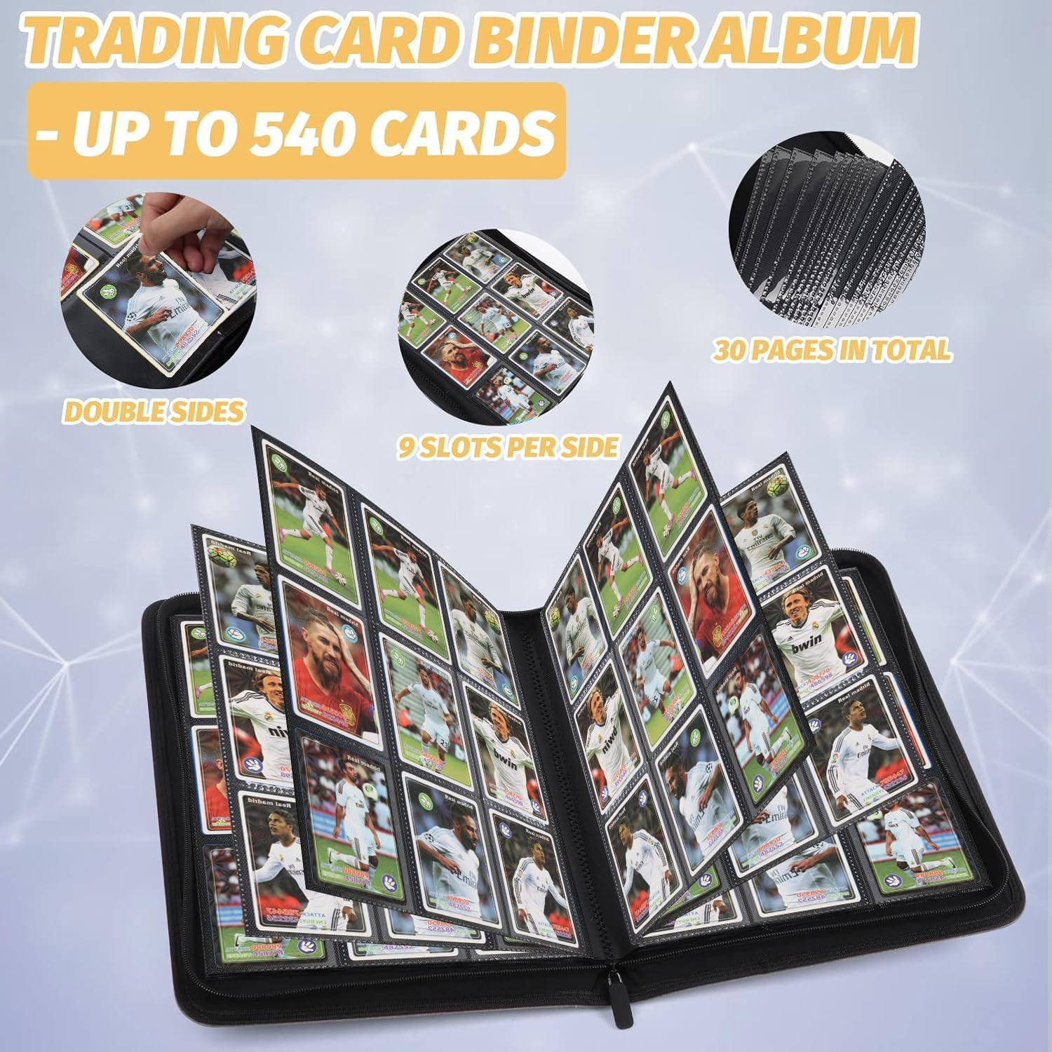Premium Zip Trading Card Binder 540 Double Sided