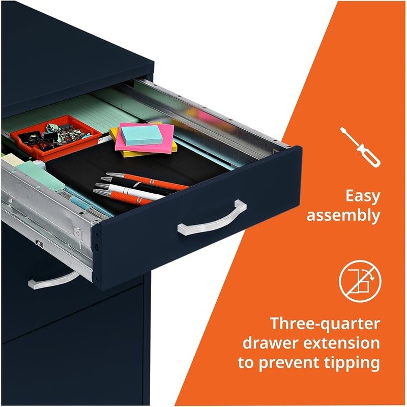 3 Drawer Rolling File Cabinet Mobile Storage Solution W/ Lockable Drawers New
