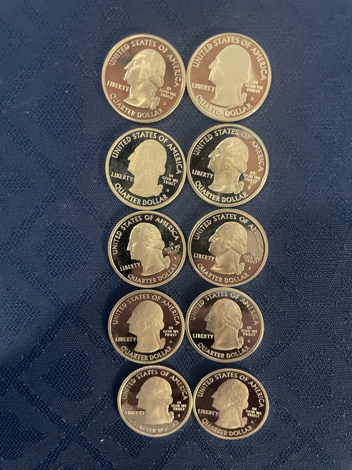38 Silver Proof Quarters US Mint State And Territory Various Years