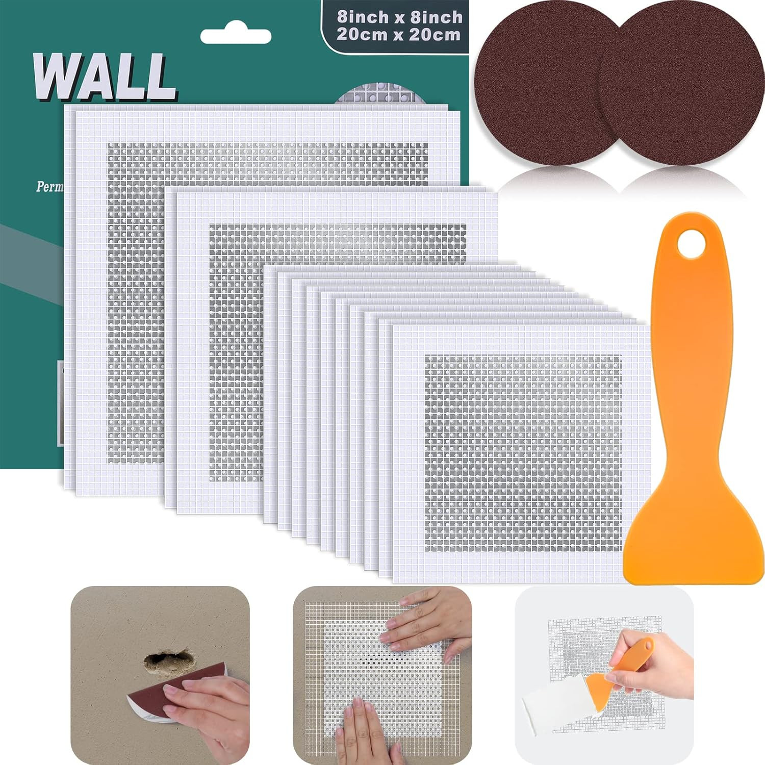 Ranekie 14 Pack Drywall Repairs Patch, 4/6/8 Inch Drywall Repair Kit with Extend