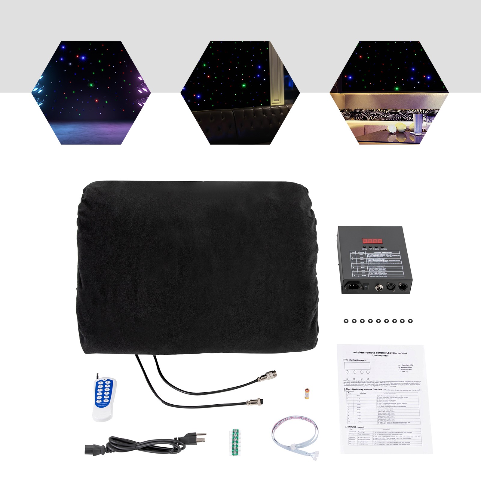 LED Star Stage Backdrop 20x10 ft – Dreamy Curtain with Remote Control