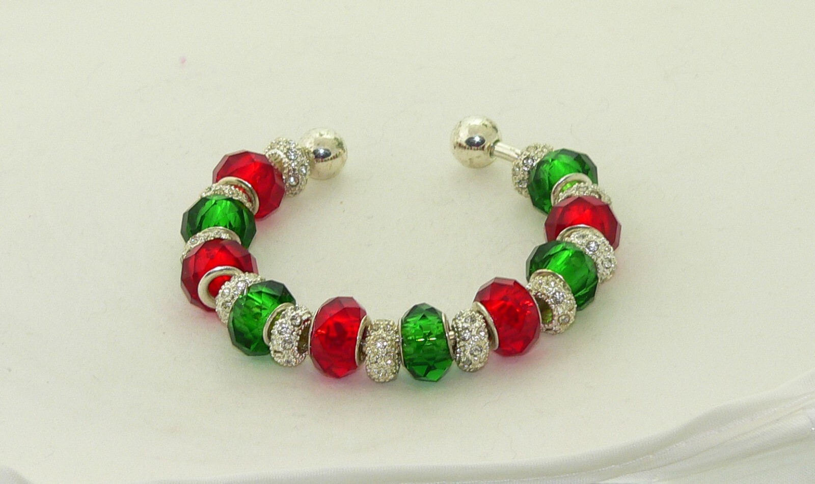 Festive Christmas Red Green Charm Bracelet