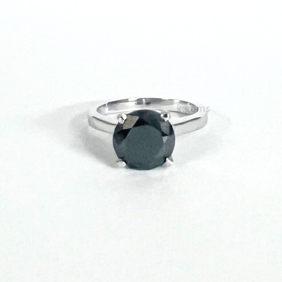 Simplistic Design 3.50 Ct Black Diamond Ring, 925 Sterling Silver AAA Certified