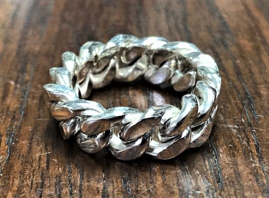 MENS CUBAN CURB CHAIN LINK SOLID STERLING SILVER 925 STATEMENT BAND RING SZ 12