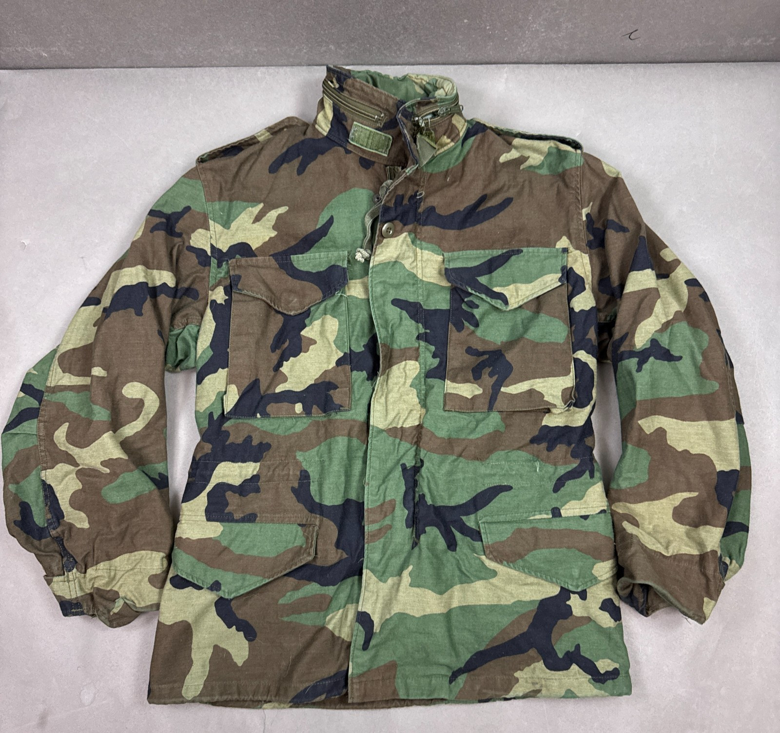 US Military Coat Mens Small Woodland Camo Field Cold Weather Army Long Street