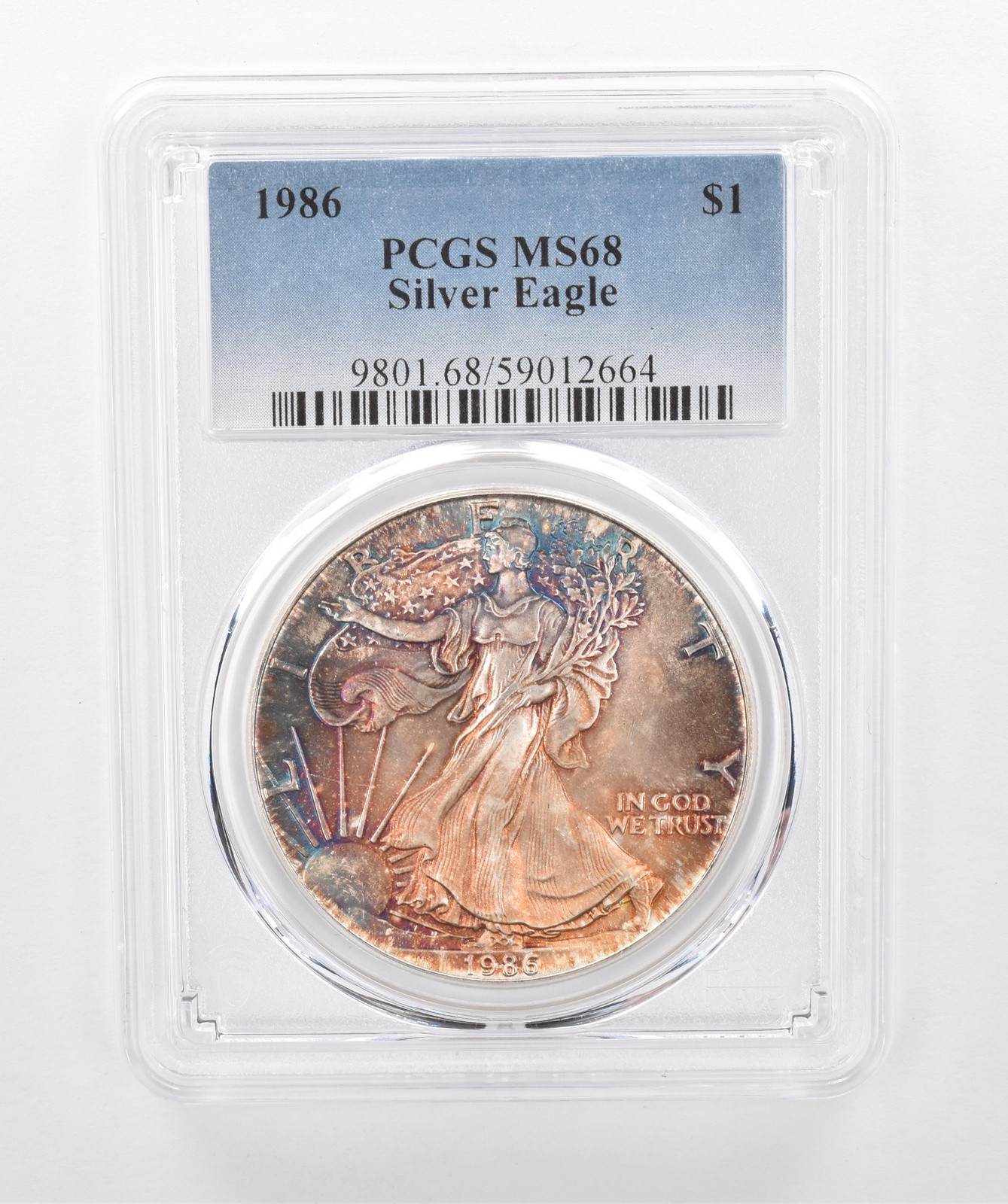 1986 American Silver Eagle MS68 PCGS Beautiful Tone *1527