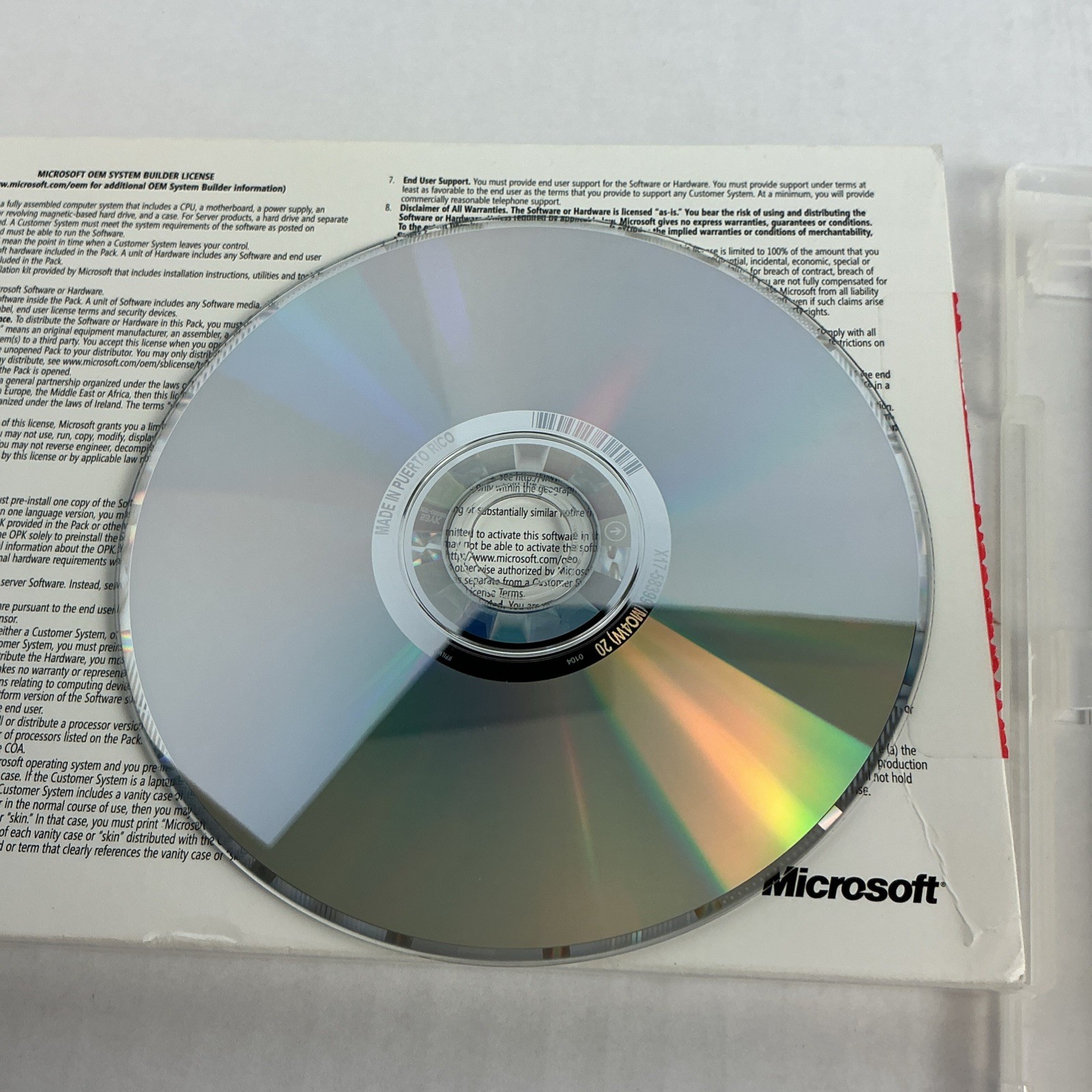 MICROSOFT WINDOWS 7 HOME PREMIUM 64BIT DVD SOFTWARE W/KEY USED