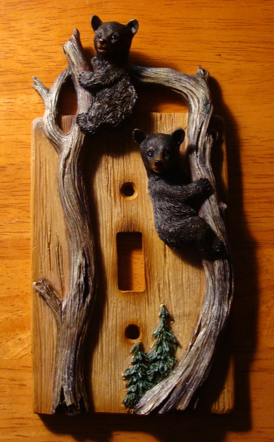 BLACK BEAR CUB SINGLE TOGGLE LIGHT SWITCH WALL PLATE COVER Cabin Lodge Decor NEW