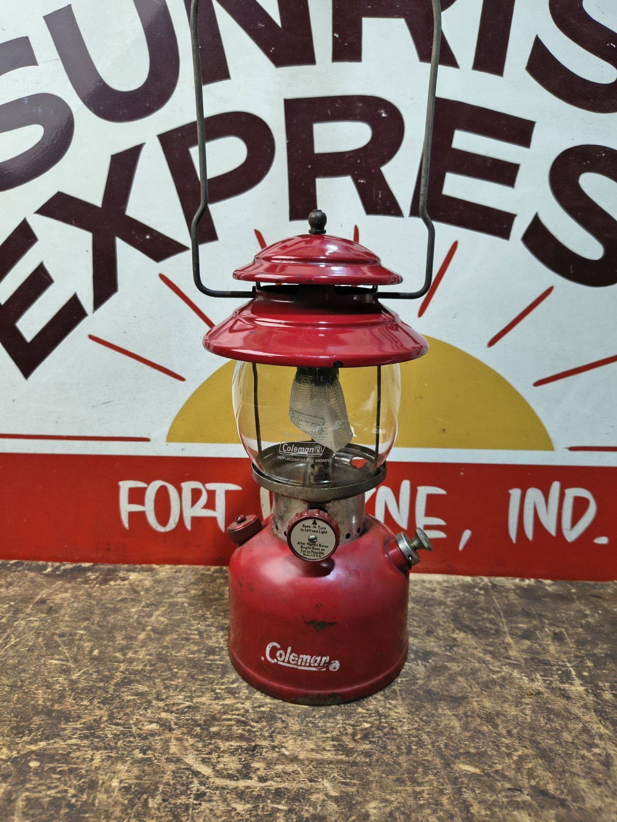 Coleman 1966 Lantern Red 200A with Globe Camping Dated 8/66 Tested Works