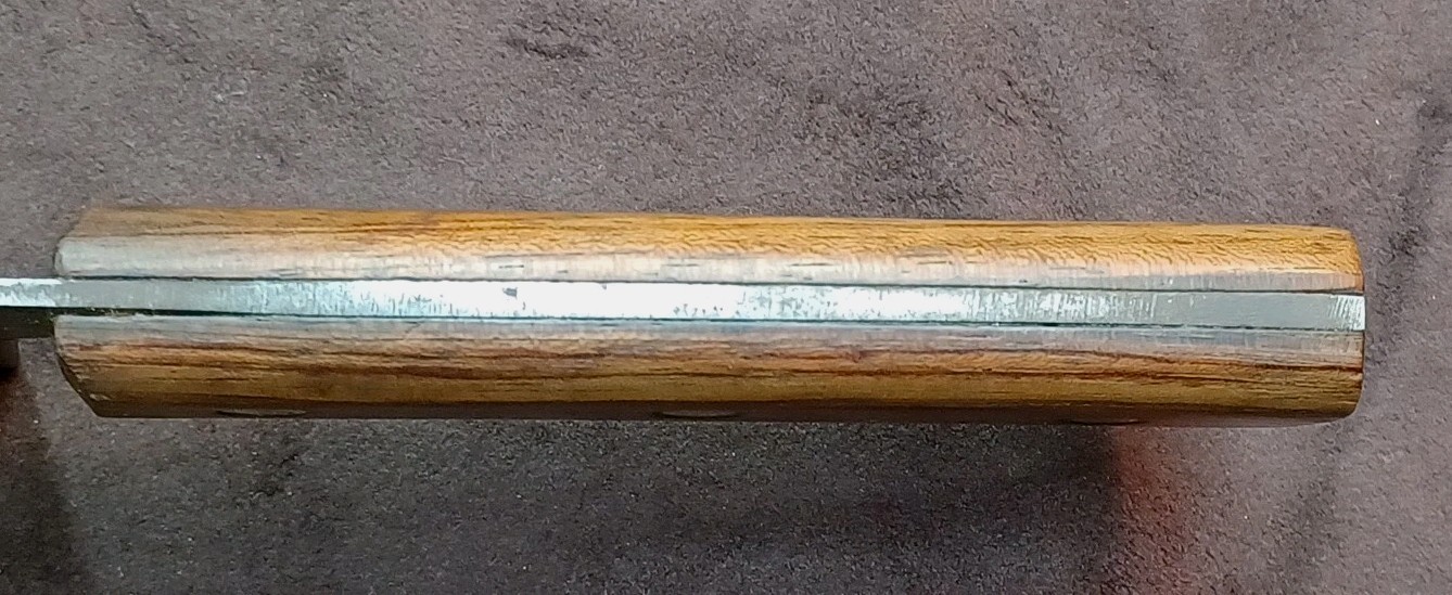 Vtg Very Nice Well Balanced 5.5" Carbon Steel Cleaver, W/ Wood Scales, Unbranded