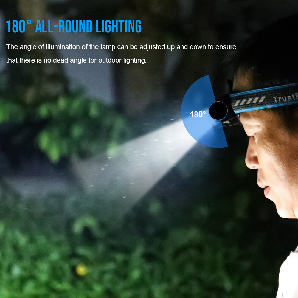 TrustFire 1350LM Rechargeable Headlamp Waterproof Headlight W/Red /Floodlight US