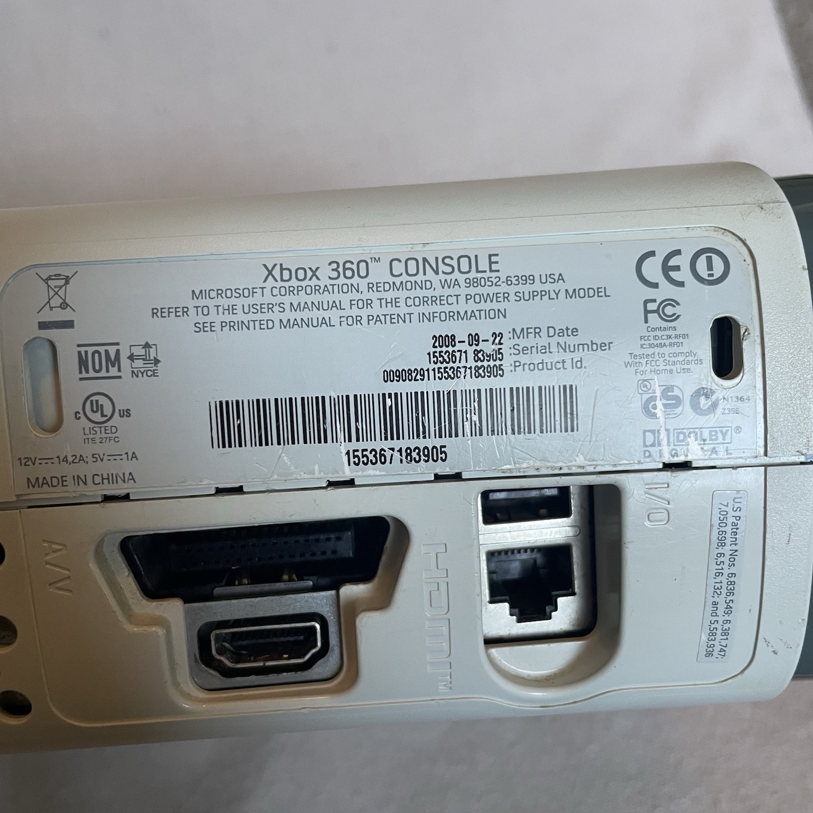 Microsoft Xbox 360 Slim White Console 320GB Tested Works