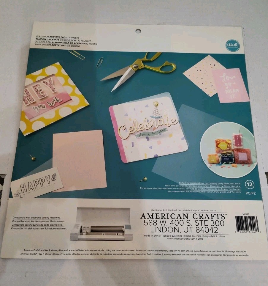 We R Memory Keepers American Crafts 12 x 12 Inch Acetate Pad 12 Sheets Scrapbook