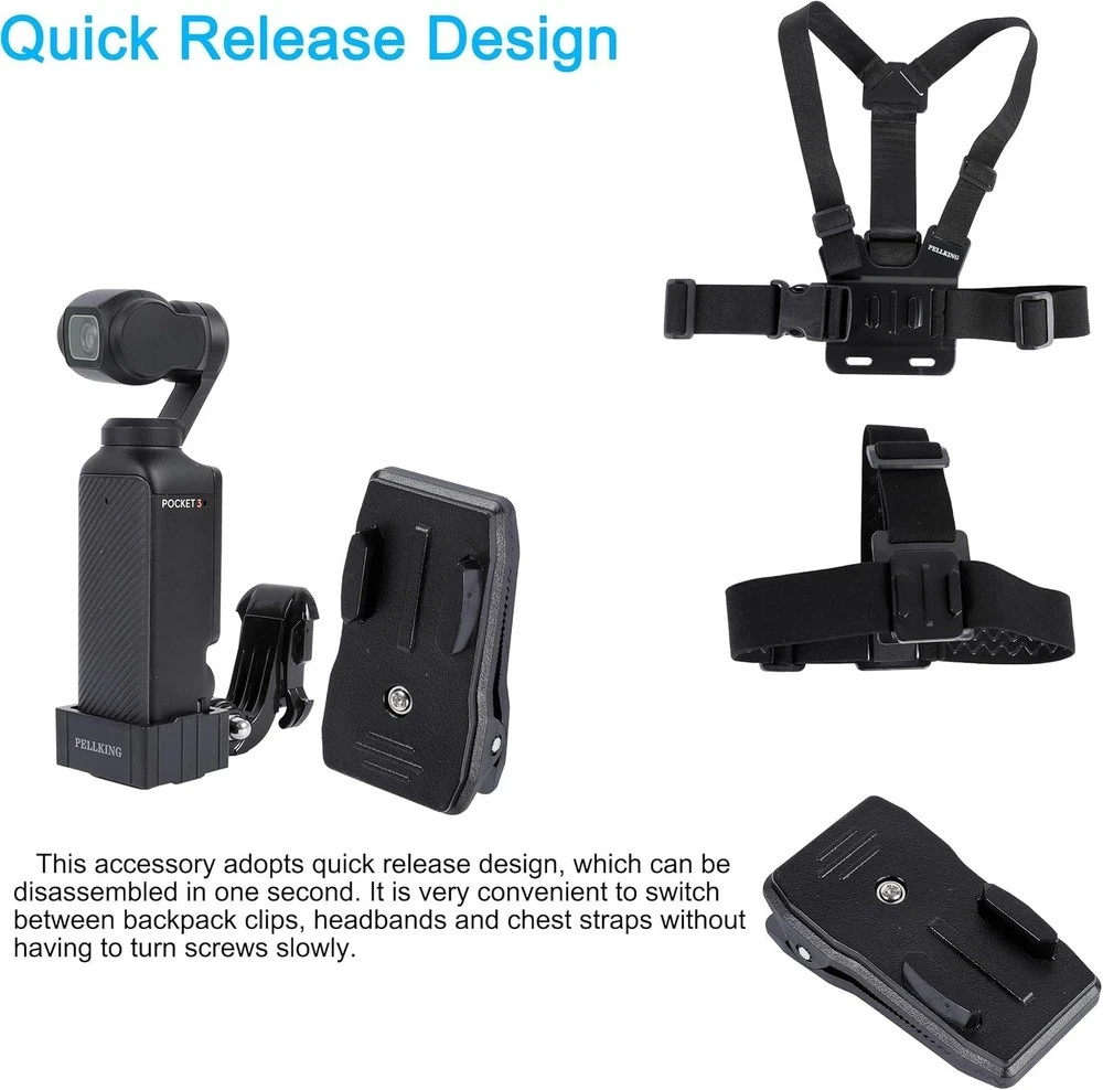 4in1 DJI Osmo Pocket 4 3 Accessories Kit,Chest Mount Harness,Neck Holder,Head...