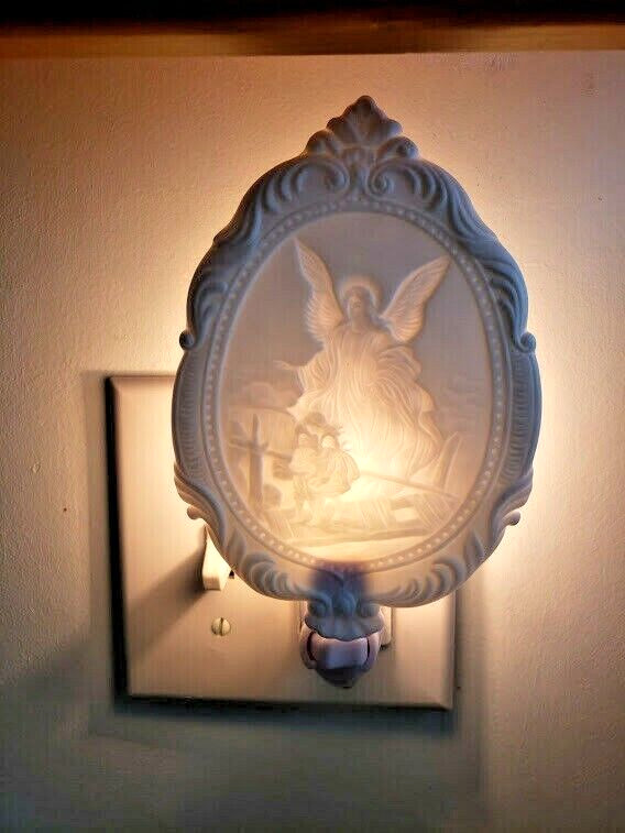 NOS Inspirational Porcelain Angle at the bridge Night Light Faith Collection
