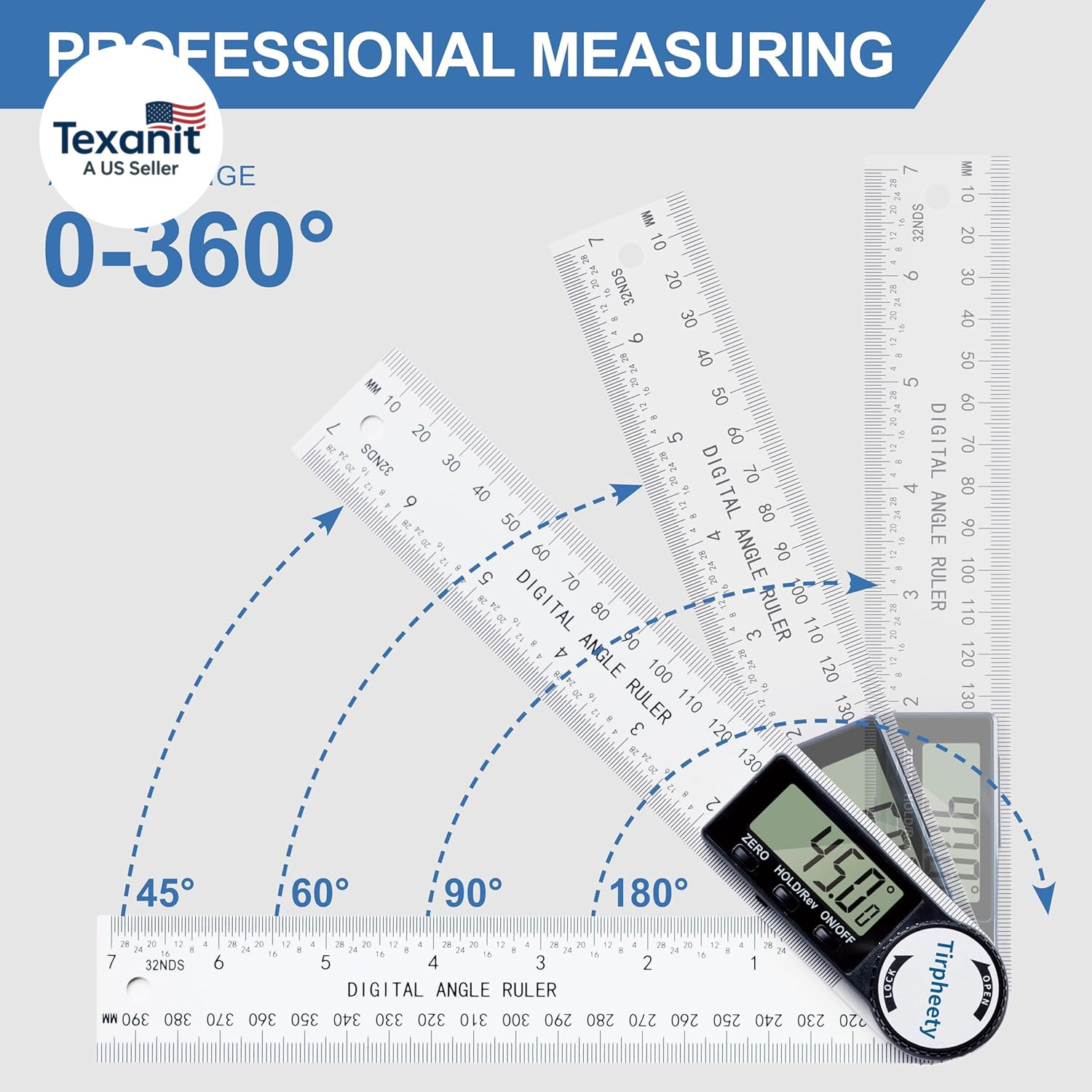 Digital Angle Finder Protractor, 3Rd Generation Quick Display Angle Gauge Ruler,
