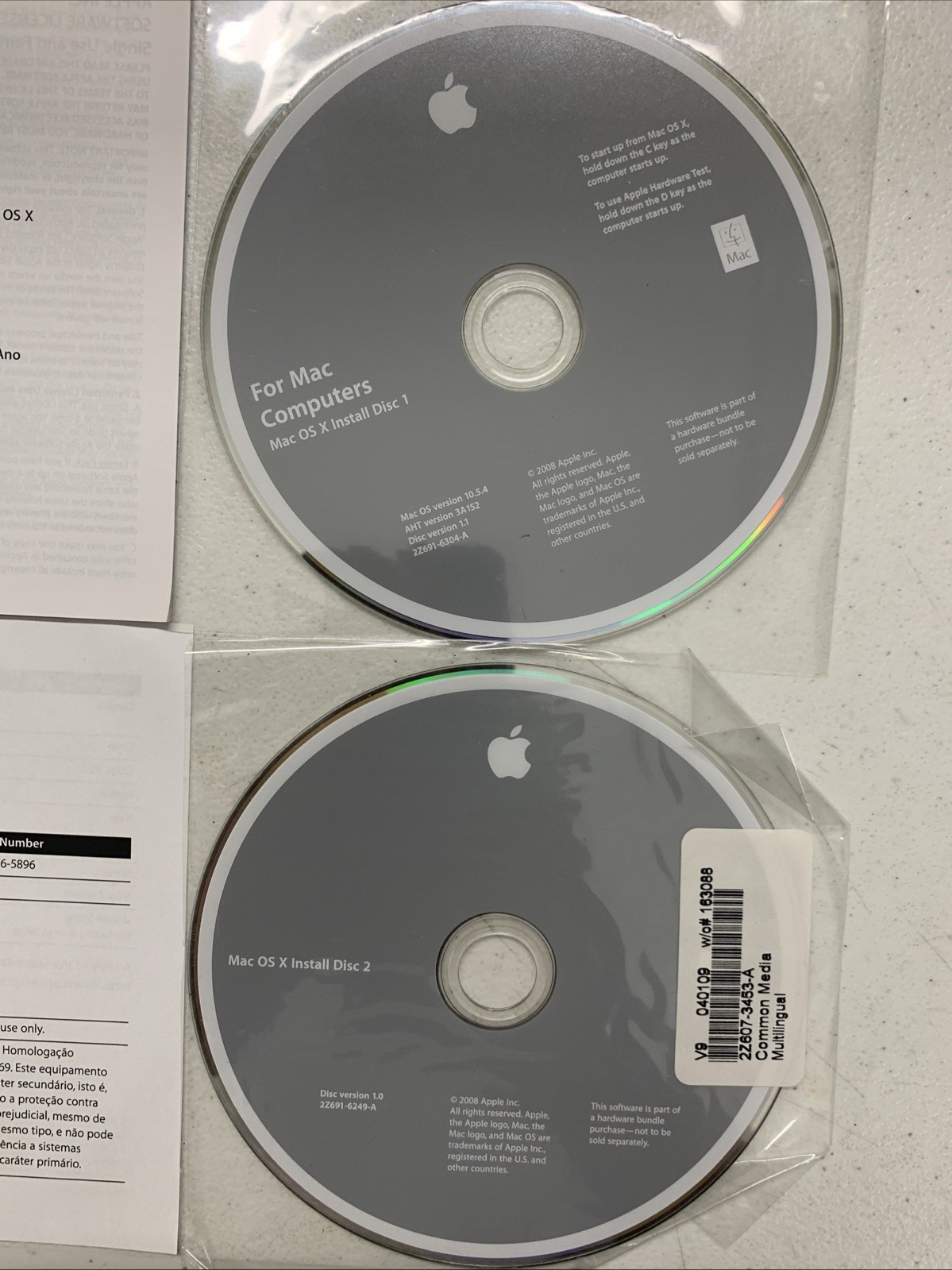 Apple iMac OS x 10.5.4 Everything Else Install Disc Install Discs & Manual 2008