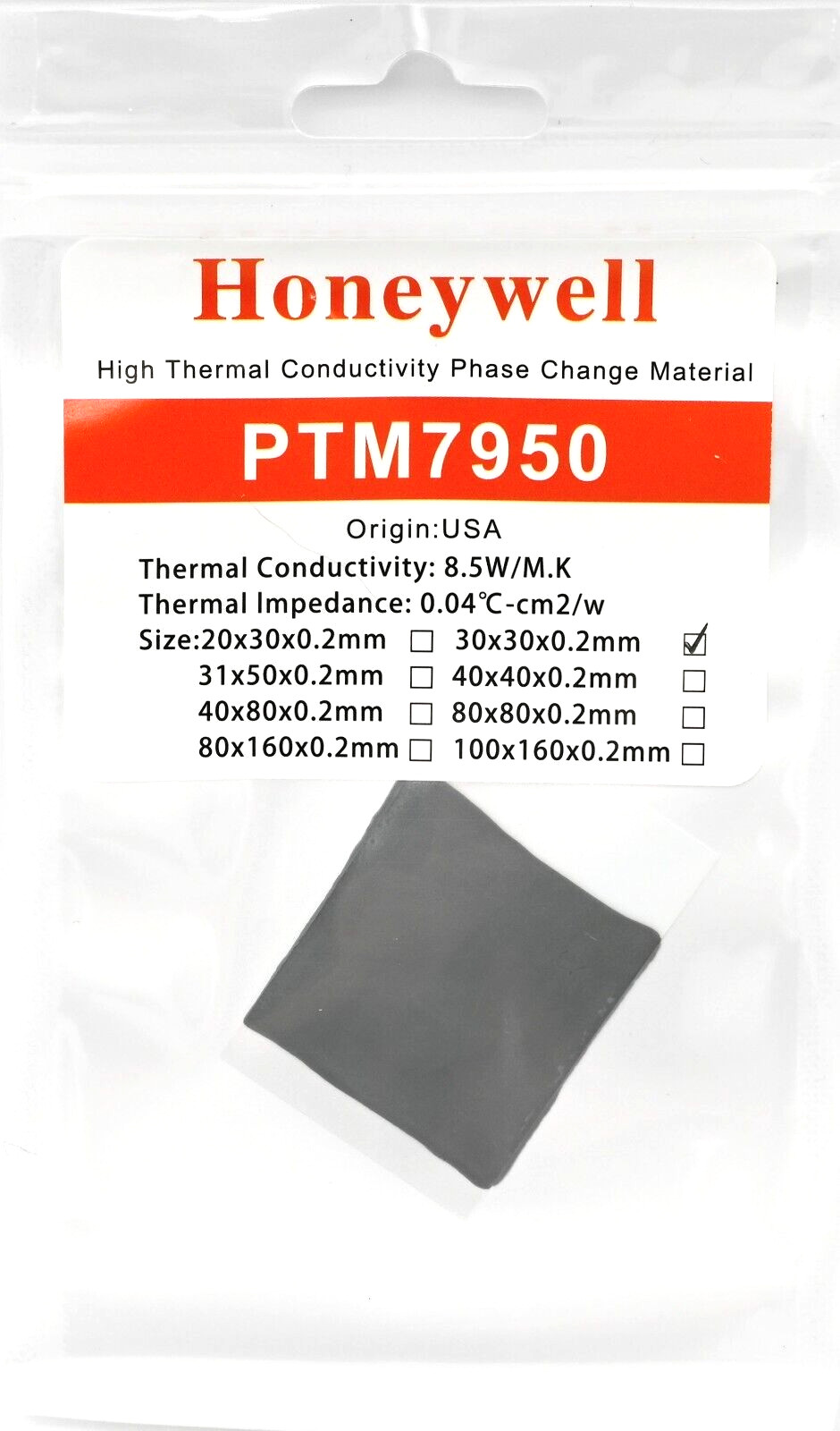 Honeywell PTM7950 30x30x0.2mm Phase Change Thermal Paste Laptop CPU Graphics