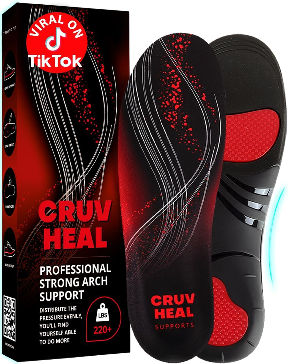 220+ Lbs Plantar Fasciitis High Arch Support Insoles Men Women - Orthotic Shoe I