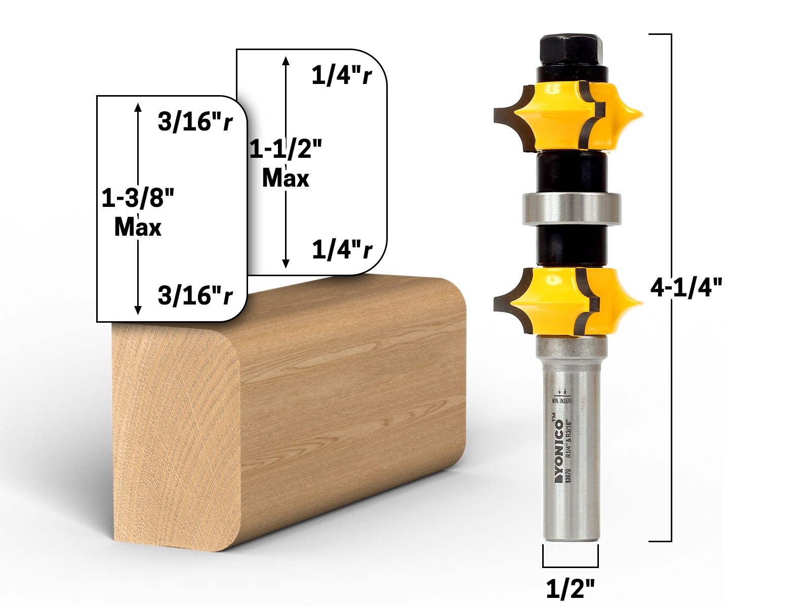 Dual Surface Adjustable Edge Forming - 1/2" Shank - Yonico 13970