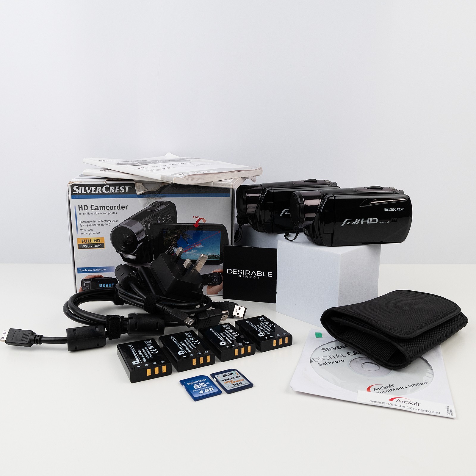 SilverCrest HD Camcorder Bundle x2 SCAZ 5.00 B2 Full HD 1080p + 4x NP120
