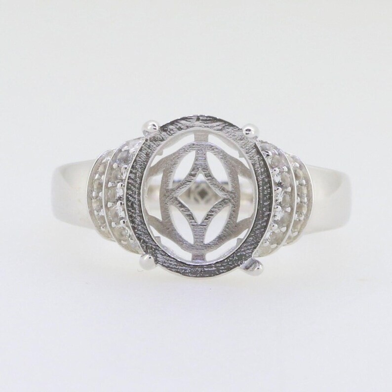 Sterling Silver Semi Mount  Setting Oval 12x10mm Cabochon Stone Setting Ring