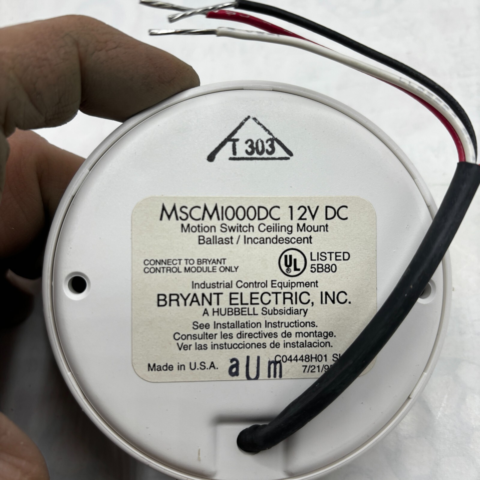 BRYANT MSCM1000-DC MOTION SWITCH ⭐