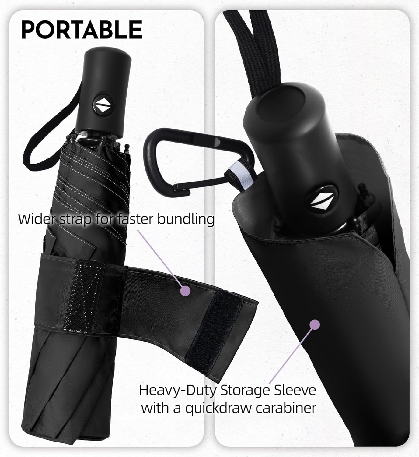 Compact Travel Windproof Umbrella 43 Auto Open Close TSA Approved