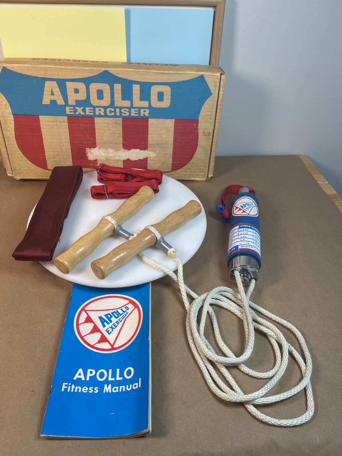 Vintage Apollo Exerciser Rope Pull Resistance Trainer Complete w/ Box Manual