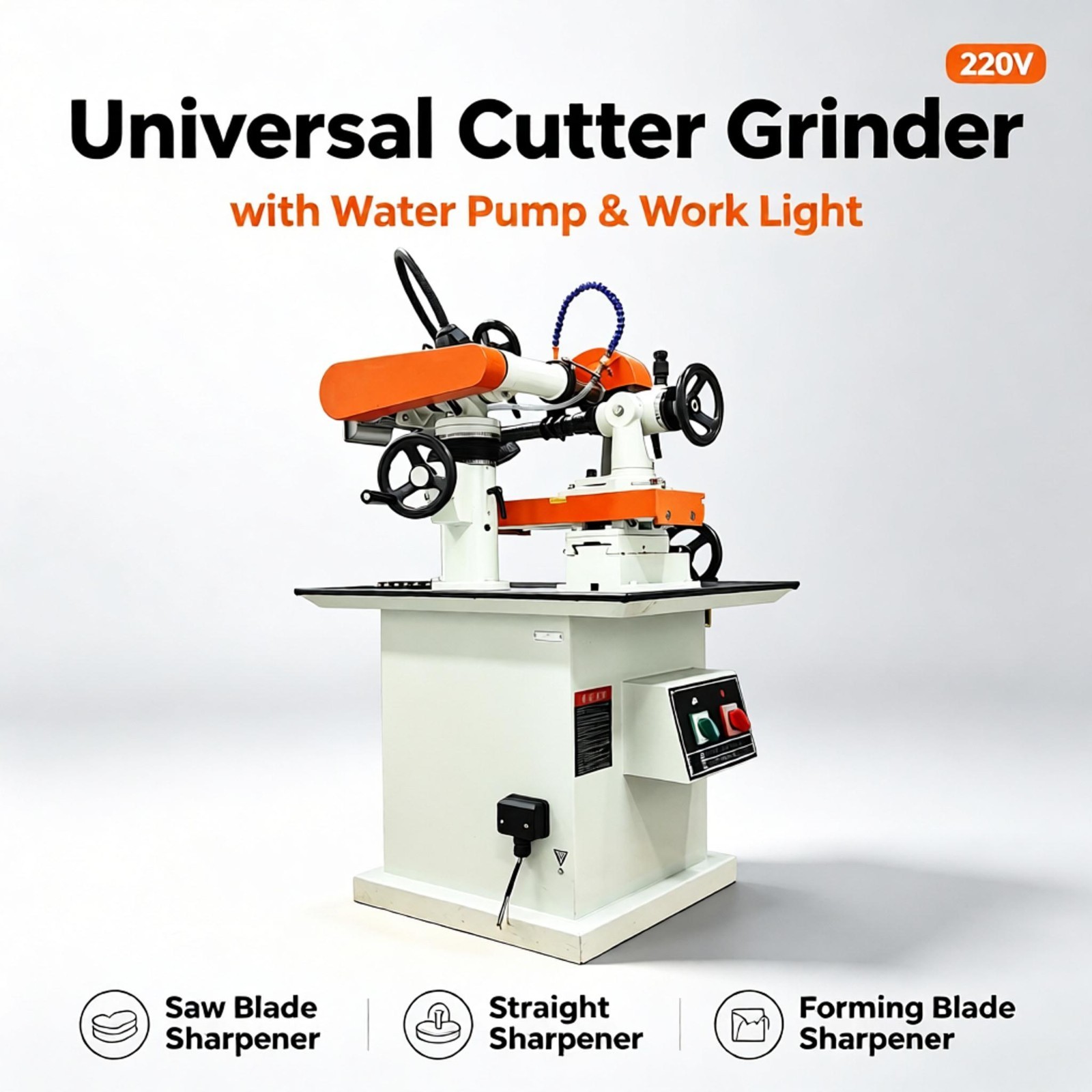 Universal Cutter Grinder with Water Pump&Light,220V Saw Blade/Straight Sharpener