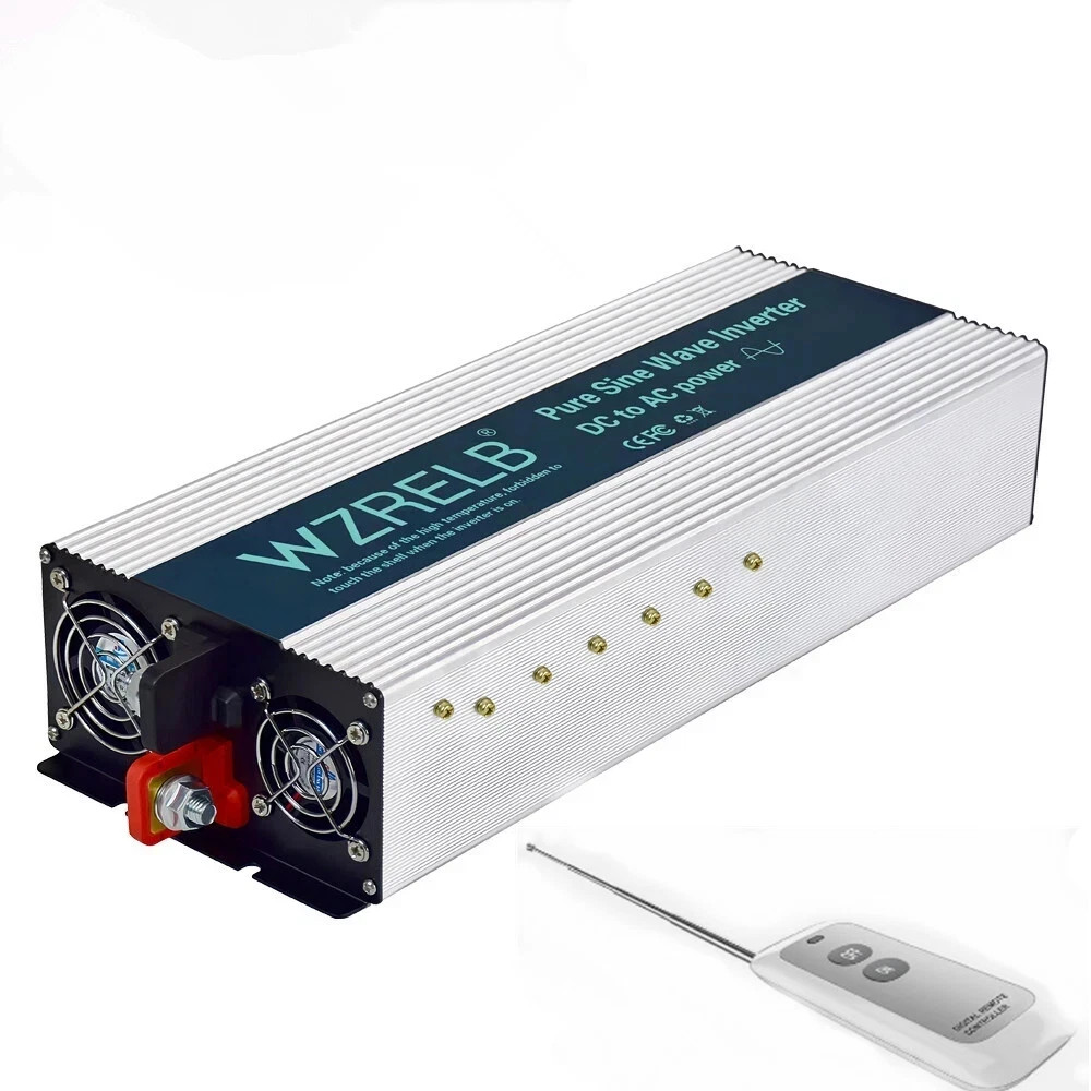 3000W Pure Sine Wave Inverter 12V DC to 120V AC Car Power Converter Solar Remote