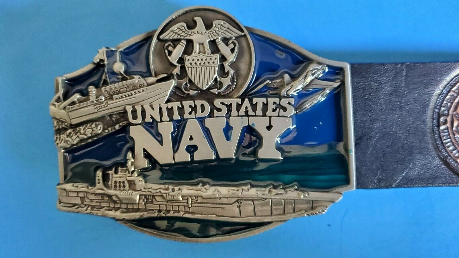 US NAVY Genuine Leather Belt & US NAVY Epoxy Buckle - All Sizes