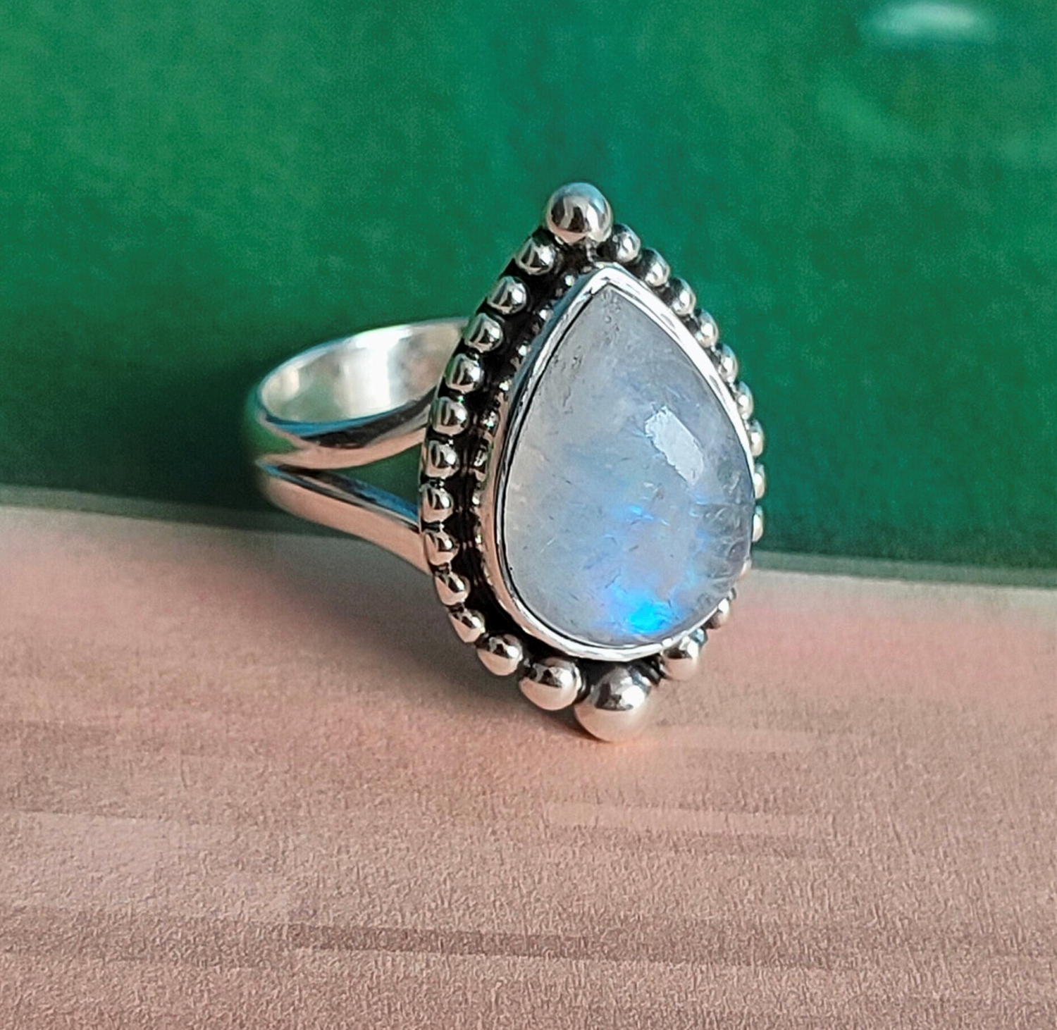 Rainbow Moonstone Gemstone 925 Sterling Silver Handmade Gift Ring All Size SR43