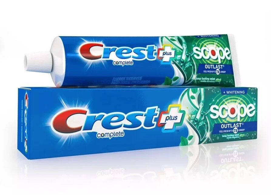 Crest Plus Complete Scope Outlast Whitening Toothpaste, 5.4 oz each 2 boxes New!
