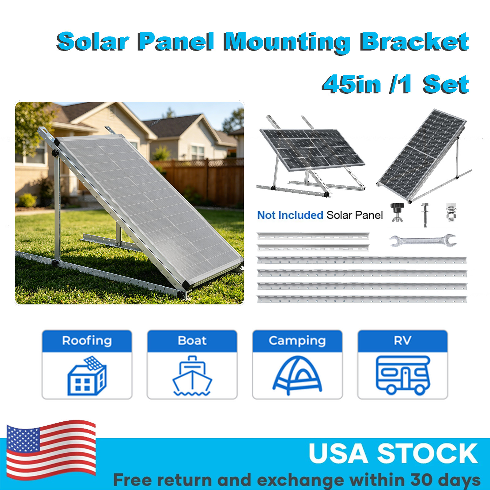 Adjustable Solar Panel Mounting Brackets Kit System for 100-200w Solar Panels US