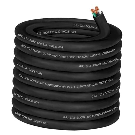 14/3 Wire 14AWG SOOW Wire 14 Gauge,14/3 Portable 100 FT 14AWG(3-Conductor)