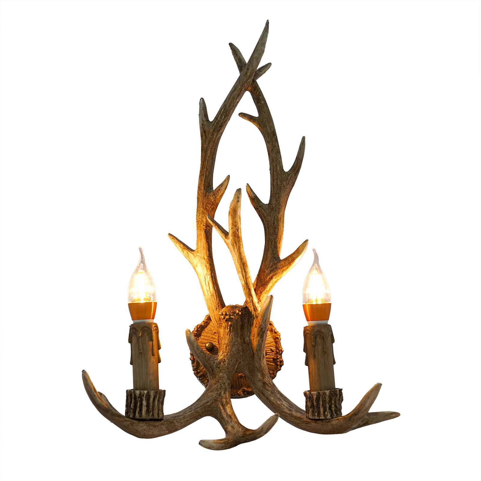 Resin Antler Wall Light Fixture Vintage Retro Deer Horn Sconce Lamp Home Decor