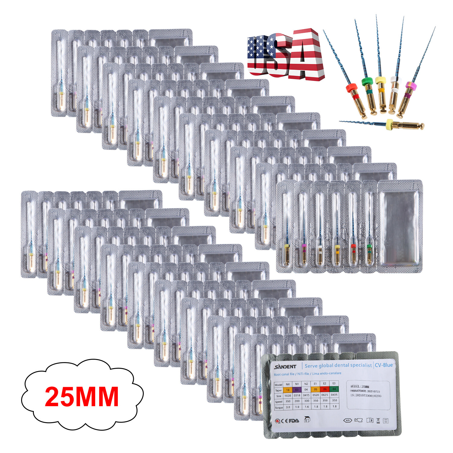 1-20 Kits Dental Endo Endodontic File Engine Rotary Root Canal NiTi File 25MM ns