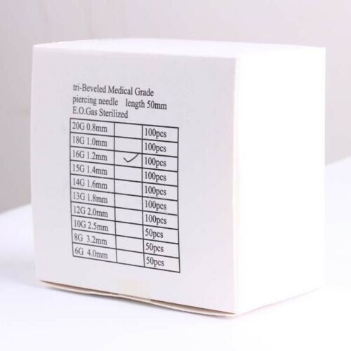 Sterilized Piercing Needles Gauge Hollow Point Tri Beveled 100pcs
